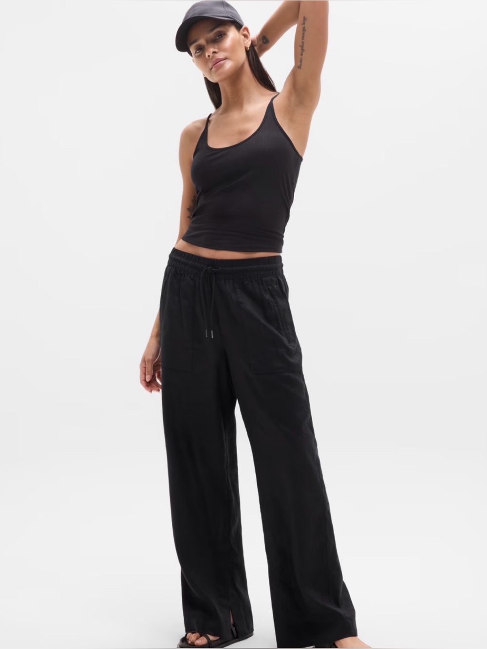 Athleta Retreat Linen High Rise Wide Leg Pant | Size XXS